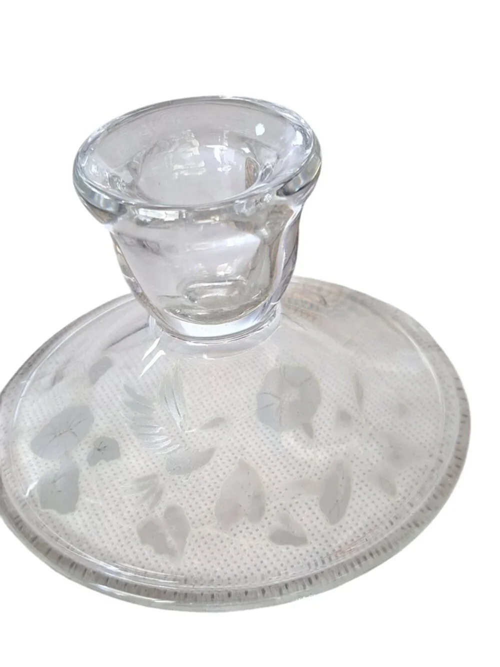 2 Vintage Crystal Hummingbird Candle Holders - Avon 24% Etched Lead Crystal